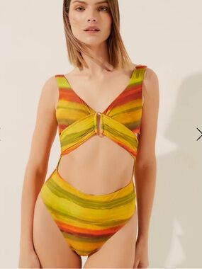 AGUA DE COCO Solar Tie Dye Strappy One Piece With Hoop S